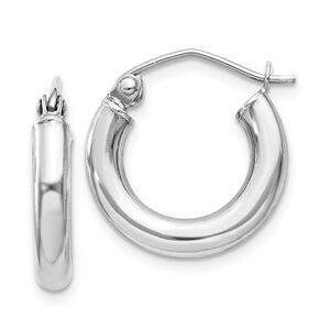 3mm, Sterling Silver, Classic Round Hoop Earrings - 16mm (5/8 Inch)
